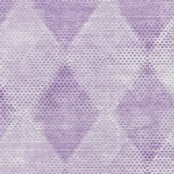 3' X 5' Lavender And Ivory Geometric Washable Area Rug With UV Protection