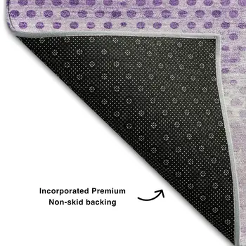 8' Lavender And Ivory Geometric Washable Round Rug With UV Protection