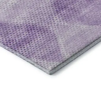 8' Lavender And Ivory Geometric Washable Round Rug With UV Protection
