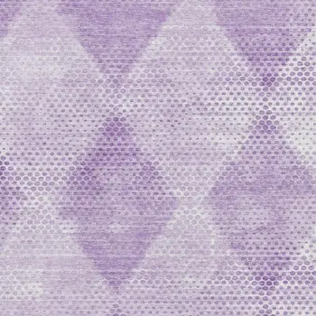 8' X 10' Lavender And Ivory Geometric Washable Area Rug With UV Protection