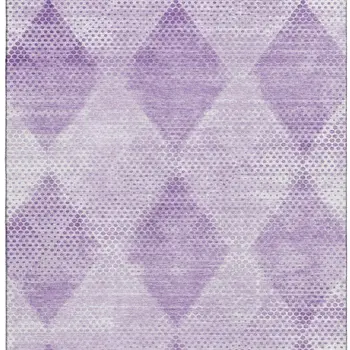 9' X 12' Lavender And Ivory Geometric Washable Area Rug With UV Protection