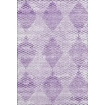 10' X 14' Lavender And Ivory Geometric Washable Area Rug With UV Protection