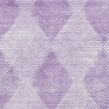 10' X 14' Lavender And Ivory Geometric Washable Area Rug With UV Protection
