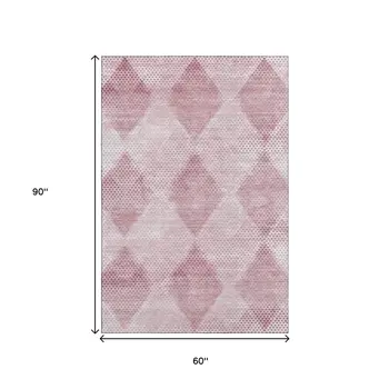 5' X 8' Merlot And Ivory Geometric Washable Area Rug With UV Protection