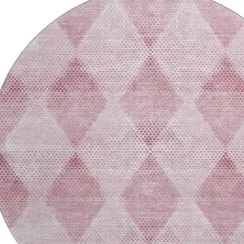 8' Merlot And Ivory Geometric Washable Round Rug With UV Protection