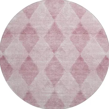 8' Merlot And Ivory Geometric Washable Round Rug With UV Protection
