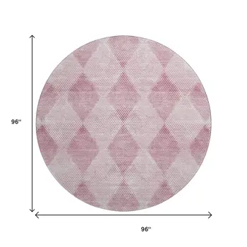 8' Merlot And Ivory Geometric Washable Round Rug With UV Protection