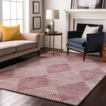 10' X 14' Merlot And Ivory Geometric Washable Area Rug With UV Protection
