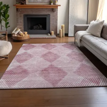 10' X 14' Merlot And Ivory Geometric Washable Area Rug With UV Protection