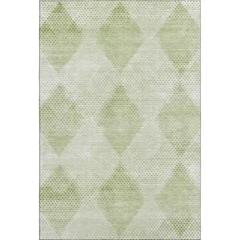 3' X 5' Mint Green And Ivory Geometric Washable Area Rug With UV Protection