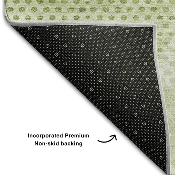 3' X 5' Mint Green And Ivory Geometric Washable Area Rug With UV Protection