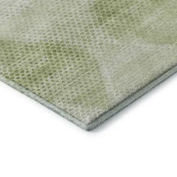 3' X 5' Mint Green And Ivory Geometric Washable Area Rug With UV Protection