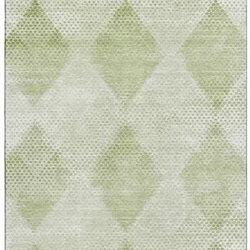 3' X 5' Mint Green And Ivory Geometric Washable Area Rug With UV Protection