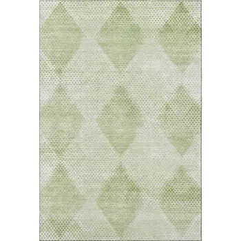 3' X 5' Mint Green And Ivory Geometric Washable Area Rug With UV Protection