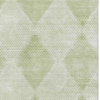 8' X 10' Mint Green And Ivory Geometric Washable Area Rug With UV Protection