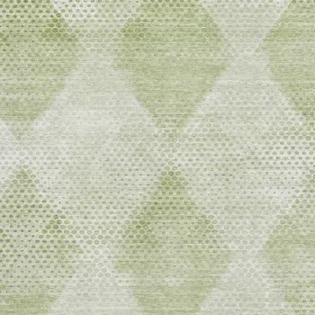 10' X 14' Mint Green And Ivory Geometric Washable Area Rug With UV Protection
