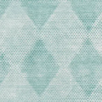 8' X 10' Teal And Ivory Geometric Washable Area Rug With UV Protection