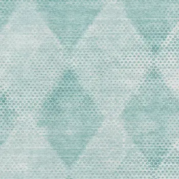 9' X 12' Teal And Ivory Geometric Washable Area Rug With UV Protection