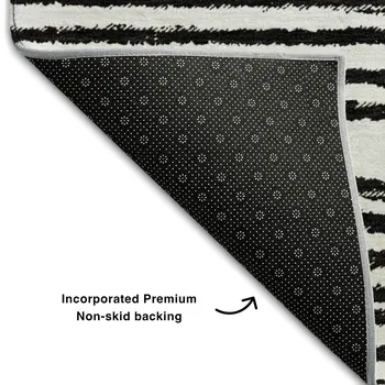 5' X 8' Black And Ivory Geometric Washable Area Rug With UV Protection