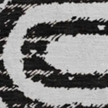 8' Black And Ivory Geometric Washable Round Rug With UV Protection