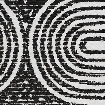 9' X 12' Black And Ivory Geometric Washable Area Rug With UV Protection