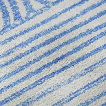 3' X 5' Blue And Ivory Geometric Washable Area Rug With UV Protection
