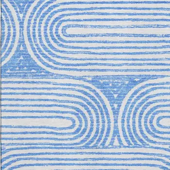 10' X 14' Blue And Ivory Geometric Washable Area Rug With UV Protection