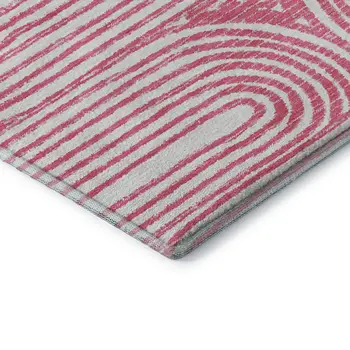 3' X 5' Blush And Ivory Geometric Washable Area Rug With UV Protection