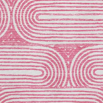 5' X 8' Blush And Ivory Geometric Washable Area Rug With UV Protection