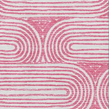 8' X 10' Blush And Ivory Geometric Washable Area Rug With UV Protection