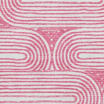 9' X 12' Blush And Ivory Geometric Washable Area Rug With UV Protection