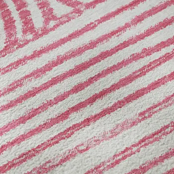 10' X 14' Blush And Ivory Geometric Washable Area Rug With UV Protection