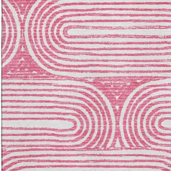 10' X 14' Blush And Ivory Geometric Washable Area Rug With UV Protection