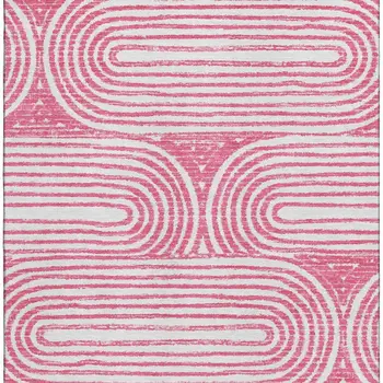 10' X 14' Blush And Ivory Geometric Washable Area Rug With UV Protection