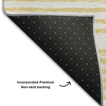 3' X 5' Gold And Ivory Geometric Washable Area Rug With UV Protection