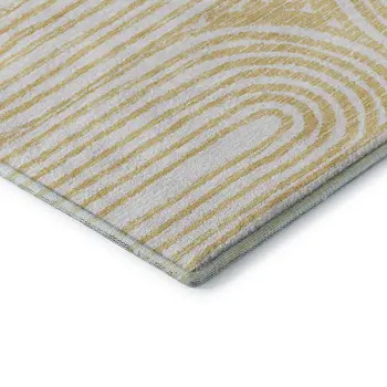 3' X 5' Gold And Ivory Geometric Washable Area Rug With UV Protection