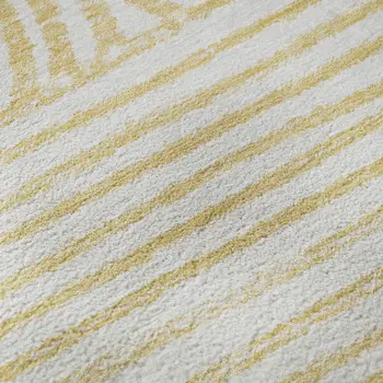 3' X 5' Gold And Ivory Geometric Washable Area Rug With UV Protection