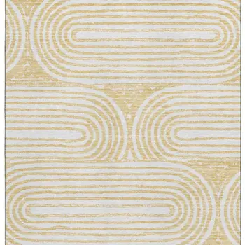3' X 5' Gold And Ivory Geometric Washable Area Rug With UV Protection