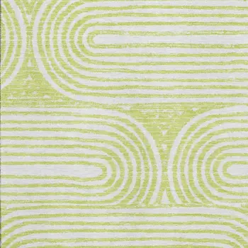 3' X 5' Green And Ivory Geometric Washable Area Rug With UV Protection
