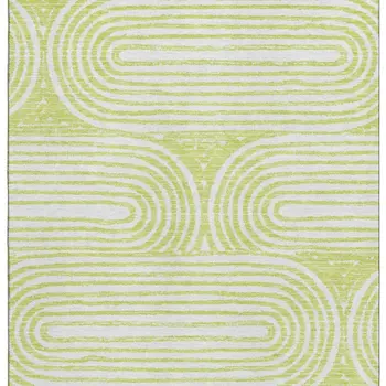 3' X 5' Green And Ivory Geometric Washable Area Rug With UV Protection