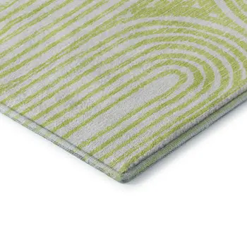9' X 12' Green And Ivory Geometric Washable Area Rug With UV Protection