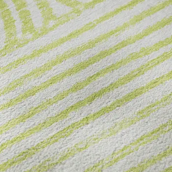 9' X 12' Green And Ivory Geometric Washable Area Rug With UV Protection