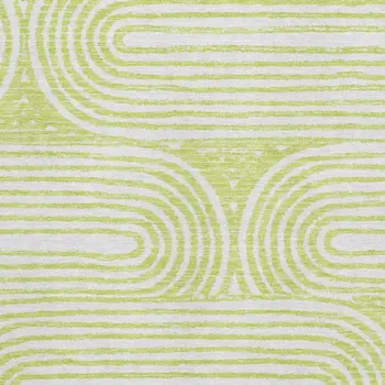 9' X 12' Green And Ivory Geometric Washable Area Rug With UV Protection