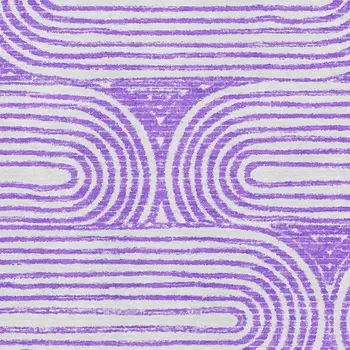 3' X 5' Purple And Ivory Geometric Washable Area Rug With UV Protection