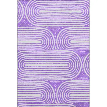 5' X 8' Purple And Ivory Geometric Washable Area Rug With UV Protection