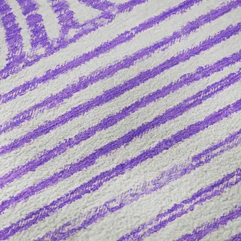 5' X 8' Purple And Ivory Geometric Washable Area Rug With UV Protection