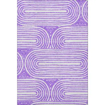 5' X 8' Purple And Ivory Geometric Washable Area Rug With UV Protection