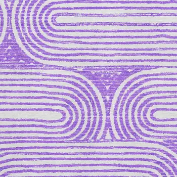 9' X 12' Purple And Ivory Geometric Washable Area Rug With UV Protection