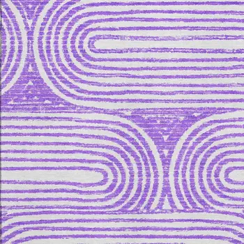 10' X 14' Purple And Ivory Geometric Washable Area Rug With UV Protection