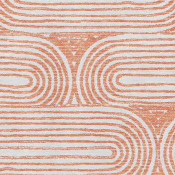 3' X 5' Salmon And Ivory Geometric Washable Area Rug With UV Protection